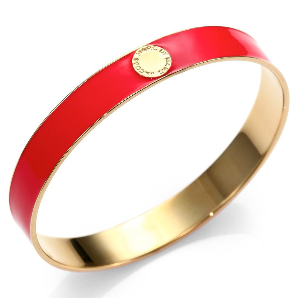Marc Jacobs Enamel Logo Disc Bangle Bracelet - Red